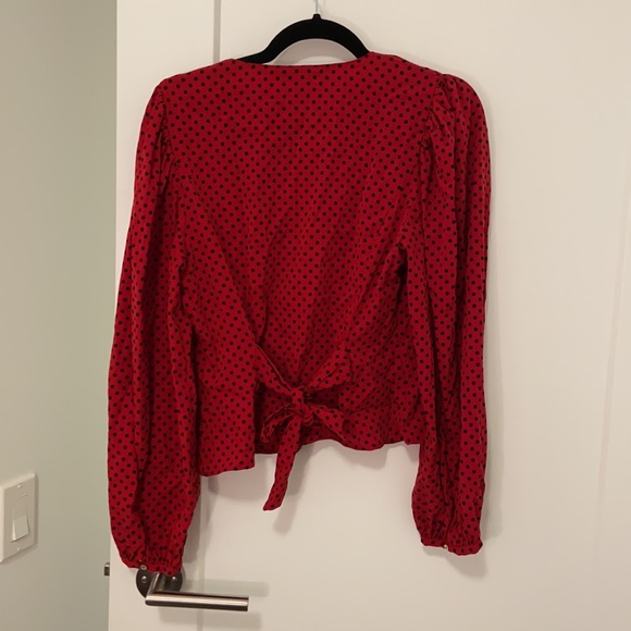 Zara Polka Dot Blouse With Bow - Picture 2 of 2